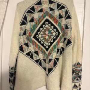 Geometric Patterned Cream Sweater